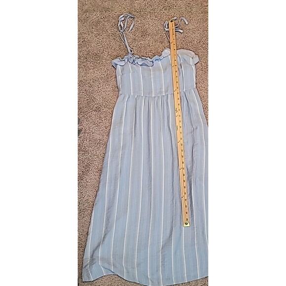 BCBG Paris Blue Striped Ruffle Midi Dress – XS – Boho Fairycore Cottagecore - Picture 9 of 10